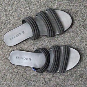 Rothy’s Triple Band Classic Black Slide Sandals